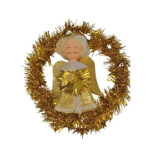 Vintage 7” Halo Angel Lighted Christmas Gold No Lights